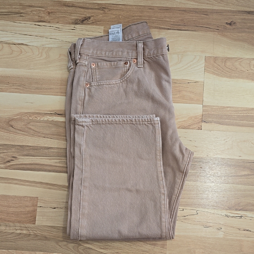 Levi’s 501 Khaki Sand Minimalist Straight Leg Jeans M W33 L30 Neutral Workwear